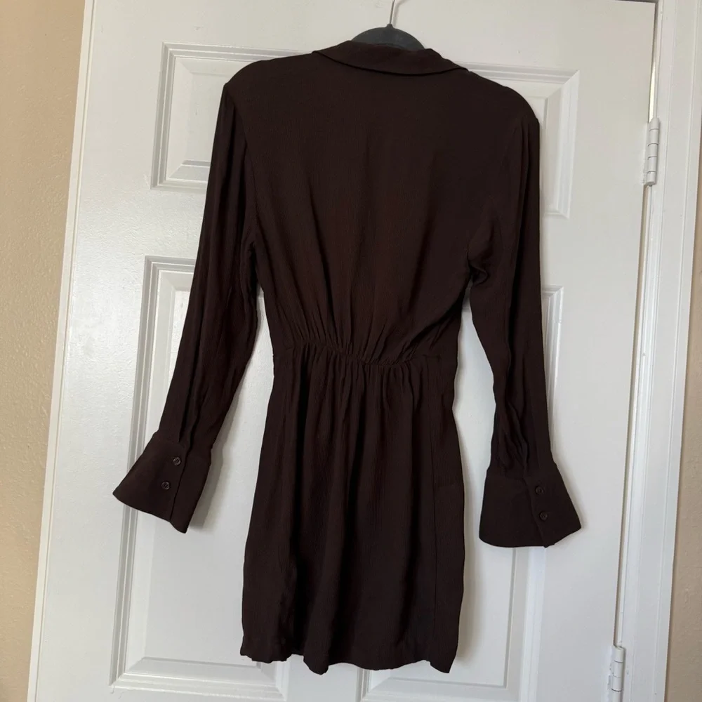 & Other Stories Collared Wrap mini dress brown size 0